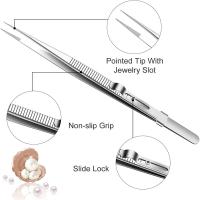 Aguja De Joyería Profesional De Acero Inoxidable 16CM Precisión Alta Para DIY Diamante Gemas Herramienta De Joyero Con Cierre De Ranura Sandblast - details 6