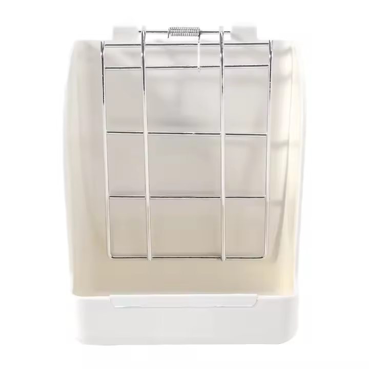 Alimentador de Hierba de Conejo con Marco de Manga para Conejo y Cobayas Soporte Abrazable Pequeño para Mascotas Material de Plástico PP y Malla Galvanizada Color Blanco Recomendado para Juegos de hasta 2 Años - 1