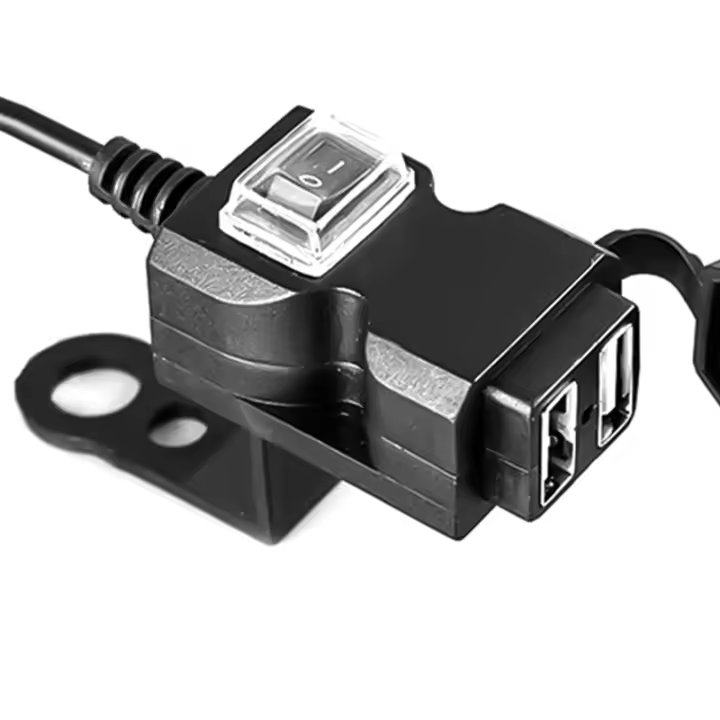 Adaptador De Carga Dual USB 12V-24V Para Motocicleta Impermeable Para iPhone Samsung Huawei Soporte De Poder Para Manillar De Motocicleta - 1