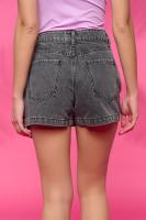 Gray Leo Skirt Minueto. La Gray Leo Skirt de Minueto es una falda pantalón denim de tiro medio con un diseño cruzado en el frontal. Destaca por su bordado de animal print en la parte delantera - details 3