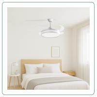 Ventilador de Techo 42" LED 48W Blanco – Motor DC Silencioso, Aspas Transparentes retráctiles, 6 Velocidades, Reversible, Mando a Distancia - details 1