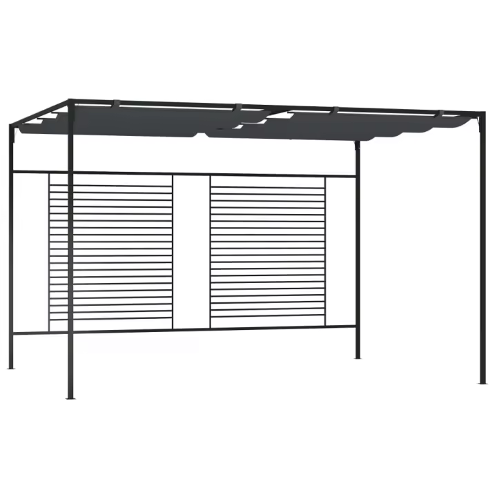 vidaXL Cenador con Techo Retráctil 180 g/m² Jardín Pérgola Toldo Color Antracita,  Crema, y mas - 1