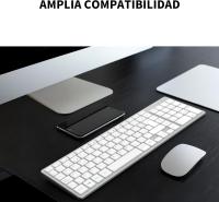 Teclado Inalámbrico Silencioso Español, Teclas de Perfil Bajo, Teclado Numérico, Receptor USB 2.4GHz, Ergonómico Wireless Keyboard para Windows Mac PC Ordenador Portátil - Plata - details 4