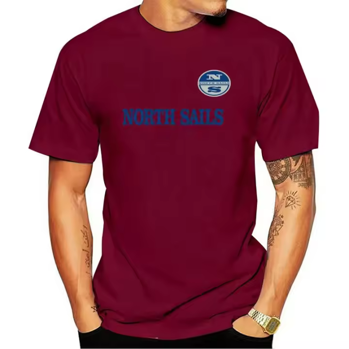 Camiseta Gráfica Oversize NegraBlanca North Sails Para Hombres Ropa Casual Manga Corta Estilo Harajuku Cuidado Facil Material Algodón - 1