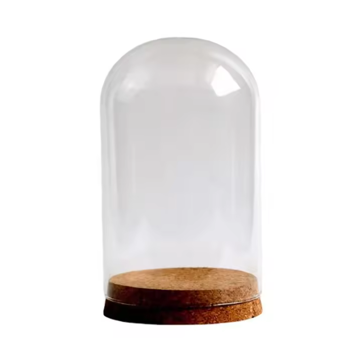Jarrón De Vidrio Con Cubierta De Flores Preservadas Y Base De Madera Moderno Estable Para Decoración De Mesa Halloween Bodas Oficina Habitación - 1