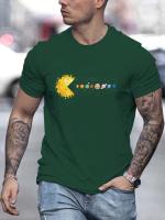 Camiseta De Verano Para Hombre 100% Algodón Cómodo Y Suelto Con Impresión De Sistemas Solares Y Planetas Cuello Redondo Manga Corta Top Transpirable - details 21
