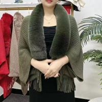 Chal De Punto Para Mujer Cuello De Piel De Peluche Grueso Abrigo De Evening Vestido De Boda Manto Cardigan Capa Estilo Casual - details 3