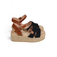 Sandalias de Cuña con plataforma de Esparto con doble Tira - Pulsera al tobillo con hebilla - fzf23-7 - details 1