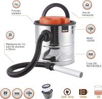 Bikain Aspirador de Ceniza Potencia de 1200W -DI1200Inox. Incluye Manguera de 1 m y Funda para Filtro - Fabricado en Acero Inoxidable - Capacidad de 20 L - Función Soplador. - details 1