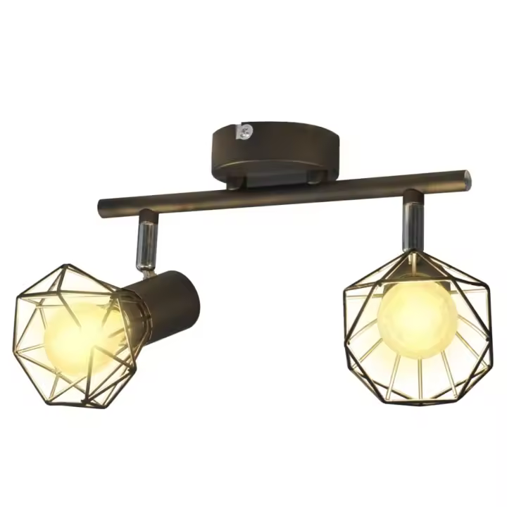 vidaXL Foco con 2 bombillas de filamento LED estilo industrial negro - 1