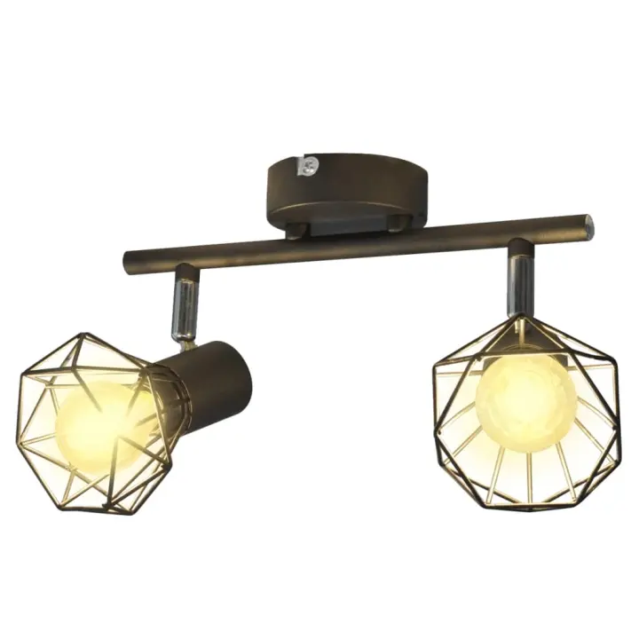 vidaXL Foco con 2 bombillas de filamento LED estilo industrial negro - 1