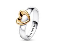 PANDORA Moments Anillo con diseño de Corazón de Plata de ley y Chapado en oro de 14 Quilates, Viene con embalaje de Caja de regalo original. - details 2