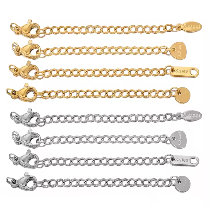 10pcs Extensiones De Cadenas De Acero Inoxidable Con Colgante De Langosta Para DIY Joyería Conectores Para Pulseras Y Collares - 1
