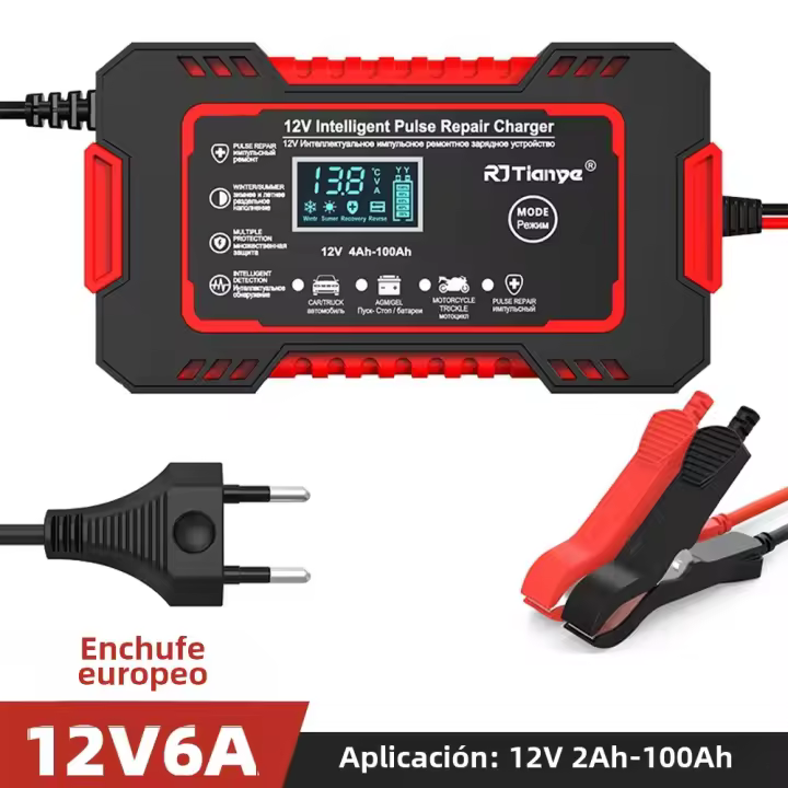 Cargador De Batería De Coche Inteligente 12V 6A Carga Rápida Con Pantalla LCD Reparación De Pulso Para Baterías AGM GEL Y Lead-Acid Ciclo Profundo - 1