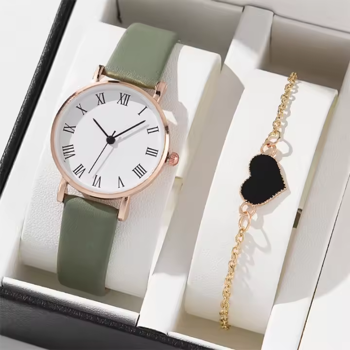 Set De 2 Relojes Para Mujer Lujo Cuero Analogas Reloj De Pulsera De Cuarzo Moda Pulsera Relojes No Aquecible Material De La Caja De Aleación Estilo Casual Tipo De Hebilla Buckle - 1