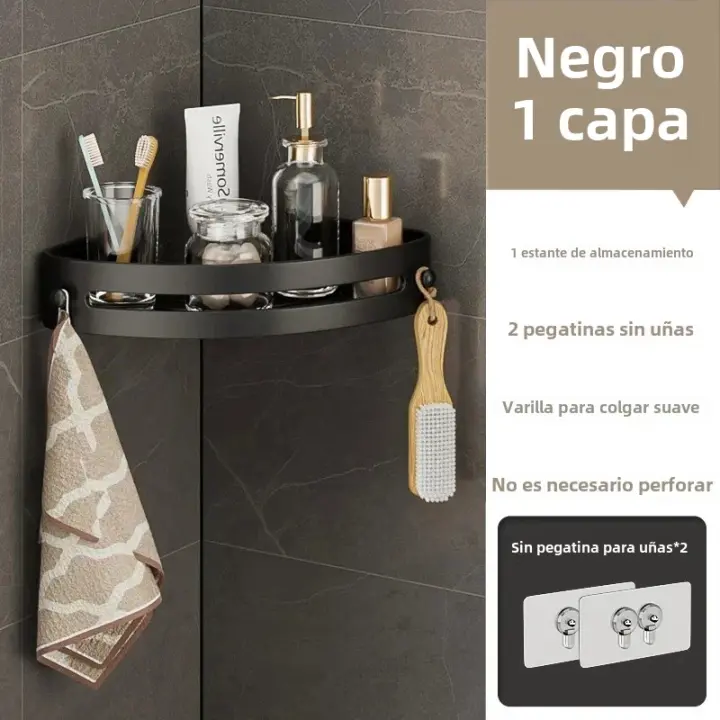 Estante De Esquina Para Baño Montado En La Pared Diseño Hueco Organizador De Ducha Con Tres Niveles No Perforado Capacidad De Soporte Fuerte Estilo INS Ventilación Y Drenaje - 1