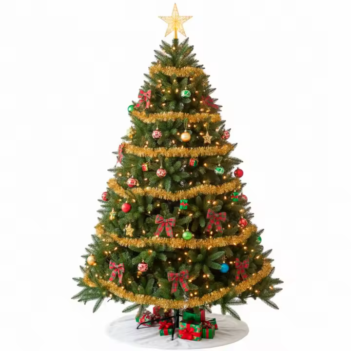 Árbol de Navidad Verde Frondoso con Base Antideslizante | Fácil Montaje | Varios Tamaños: 120cm, 150cm, 180cm, 210cm y 240cm | Ramas Densas en PVC Realista - 1