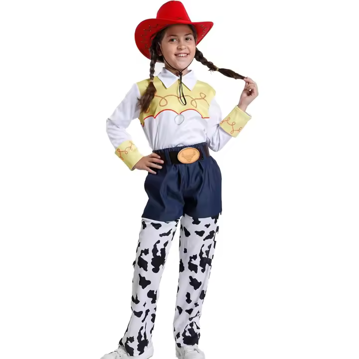 Disfraz Jessie Vaquera Toy Story Infantil con Sombrero Cowboy Rojo, Conjunto Vaquero de Jessie Amiga de Woody para Fiesta de Carnaval, Halloween, Cosplay, Baile Country, Rodeo, Eventos del Lejano Oeste para Niñas 3 a15 Años - 1