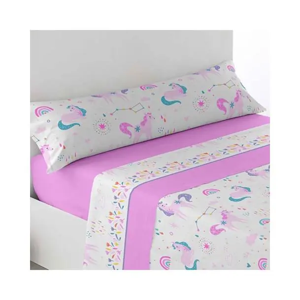 Juego de sábanas ligero, suave, fresco. Infantil, Rosa, Azul, Juego de Cama 100% Microfibra tacto Satén. Cama de 90, Bailarina, Unicornio, Animales. Primavera, Verano. Dormitorio Elegante, Alegre, Colorido,Luz. Niño y Niña - 1