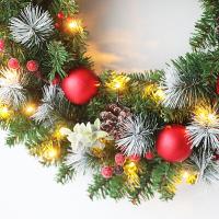 Wreath De Navidad Con Luces LED Simulación Berenjena Roja Decoración Xmas Para Puerta Ventana Y Pared 40cm Material PVC - details 4