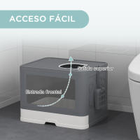 PawHut Arenero para Gatos con Cubierto Inodoro para Mascotas Desmontable con Caja de Almacenamiento Pala Cepillo 2 Puertas Entrada Principal y Salida Superior 48,5x38x36,5 cm Gris - details 4