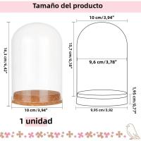 Eternal Cristal Domed Cloche 6.4x3.9" Jarra De Vidrio Transparente Con Base De Madera Para Exposición De Terrarium Y Luz De Hadas - details 1