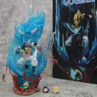 Figura De Acción Dragon Ball 28CM Ls Gogeta Kubei Fusión Super Saiyan Tres Cabezas Escultura Luminosa Modelo Estatua Adorno Regalo - details 5