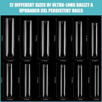 60pcs Uñas Postizas De Acrílico Transparentes Extra Largas Estilo Europeo Y Americano 5XL Uñas Falsas De Cobertura Completa Para Dedos - details 6
