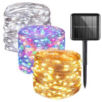 2 Pack Luces Solares De Hadas 300LED Cadena De Luces Solar Impermeable 8 Modos Alambre De Cobre Twinkle Luz Para Exterior - details 0