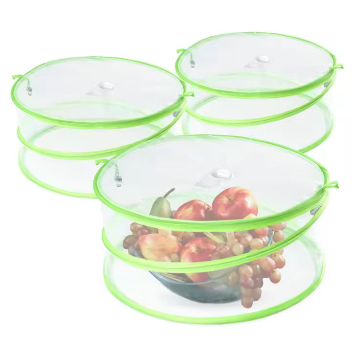 Paquete de 3 cubiertas emergentes para alimentos, protectores de red de malla reutilizables y plegables para fiestas al aire libre, picnics, barbacoas, mantienen alejados a las moscas, insectos y mosquitos - 1