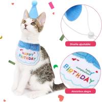Conjunto De 2 Bandanas Y Sombrero De Cumpleaños Para Gatos Y Perros Ropa De Cumpleaños Para Mascotas Accesorios Para Fiesta De Mascotas - details 4