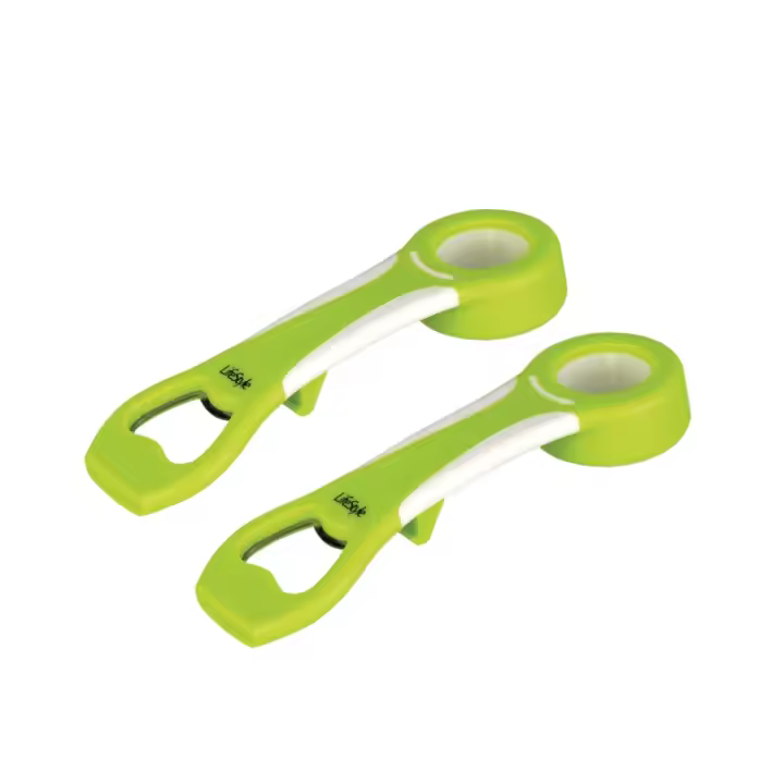 STARLEY-Abridor 4 Usos para botellas, tarros, latas, Pack de 2 Abridores multifuncional, Gran ayuda para la artritis para manos débiles - 1