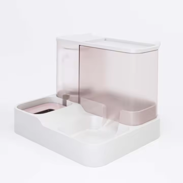Dispensador Automático De Alimentos Para Gatos Gran Capacidad Con Cuenco De Agua Para Mascotas Contenedor Para Alimentos Secos Y Húmedos Separación De Alimentos Y Agua - 1