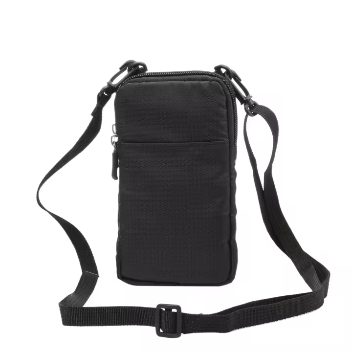 Bolsillo del teléfono celular con correa para el hombro, bolso de hombro para hombres, 6,0 pulgadas de viaje al aire libre vertical Nylon teléfono celular Crossbody Bag (negro) - 1