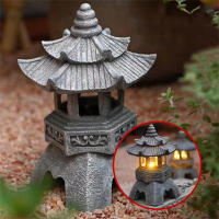 Estatua De Pagoda Solar Para Jardín Exterior Decoración Zen Con Luz LED Saltarina Luces De Jardín De Resina Estilo Japonés - details 5