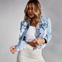 Chaqueta Corta De Denim Para Mujer Estilo Calle Con Borlas Y Bolsillos Doble Decoración De Agujeros Cierre Único Moda Otoño/Winter - details 5