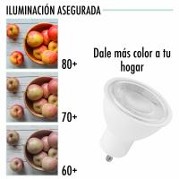 Bombilla Luz Led Gu10 5W, Fuente de 400 Lúmenes, Luz Blanca Cálida, Equivalente a 35W-40W Halógena. Ángulo de Haz 120º, Pack de 3 Bombillas Regulables. essential by natural bio pharma - details 3