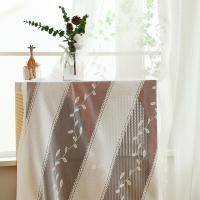 Cortina De Tules Bordada Con Patrón De Ramas De Sauce Para Estilo Moderno Pastoral Decoración De Sala De Estar Translúcida De Poliéster 100% - details 1