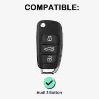 Banner - Funda silicona mando llave del coche 3 botones compatible con Audi Blanco