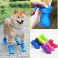 4Pcs Botas De Goma Impermeables Para Perros Y Gatos Antideslizantes Protección Para Pies De Animales De Compaña Adecuadas Para Actividades Al Aire Libre - details 0