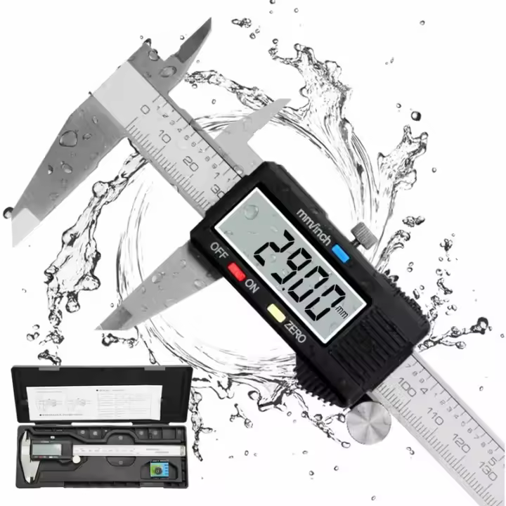 ZC Calibrador Vernier, Calibre Vernier digital Pantalla LCD grande de acero inoxidable de 150 mm Precisión ajustable 0,01 mm, conversión mm/pulgada, a prueba de salpicaduras, medición de la industria doméstica - 1