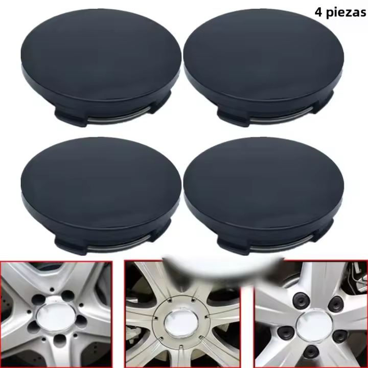 4pcs 60mm Centro De Rosca De Rueda Para Coche Cubierta De Hub Abs Negra Y Plateada Universal Alta Calidad Duradera Accesorios Exteriores Para Vehículos - 1