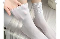 Medias Largas De Verano Para Mujer ANHUHU Seda De Hielo Delgadas Y Transpirables Estilo Casual Negro Y Blanco - details 12