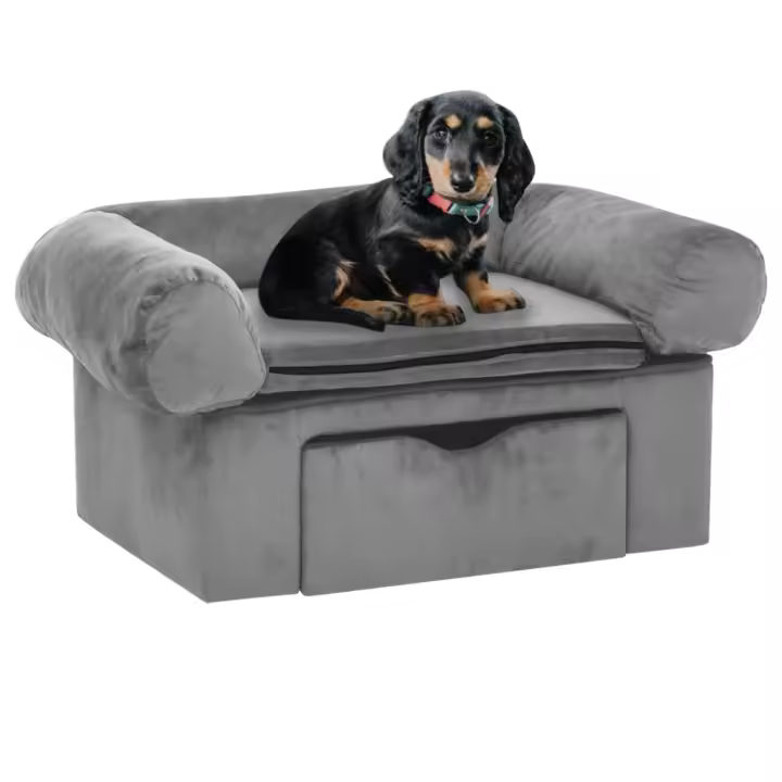 vidaXL Sofá para Perros con Cajón Felpa 75x50x38 cm Mascotas Gatos Suave Color Gris,  Gris oscuro,  Negro y mas - 1