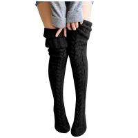 Calcetines Largos Casuales Para Mujer De Algodón Suave Impresión Sólida Thicker High Floor Socks Medias Hasta La Rodilla Para Otoño E Invierno - details 11