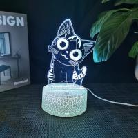Lámpara De Noche LED 3D Ilusión De Queso Gato 16 Colores Auto Gradiente Con Interruptor Táctil Y USB Regalo Para Niños - details 0