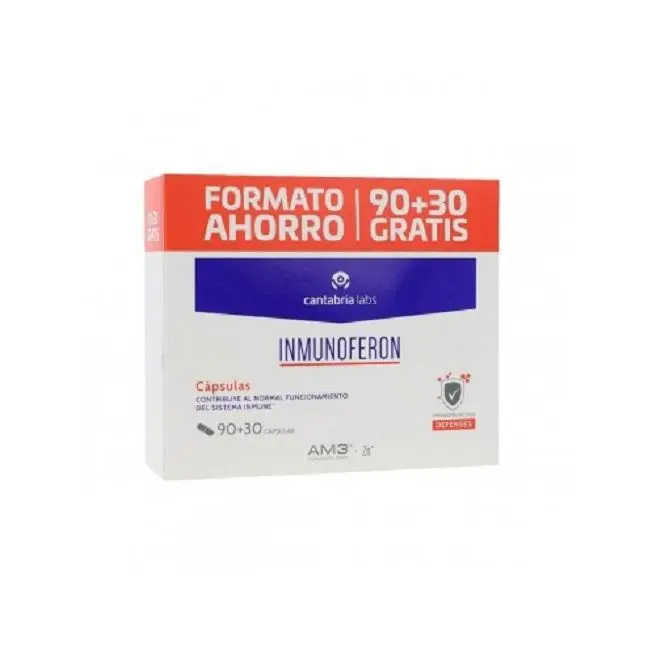 Inmunoferon Cápsulas 90+30 Cápsulas. Contribuye Al Normal Funcionamiento del Sistema Inmune. Fórmula Exclusiva con AM3 y Zinc. Sin Gluten y Sin Lactosa - 1
