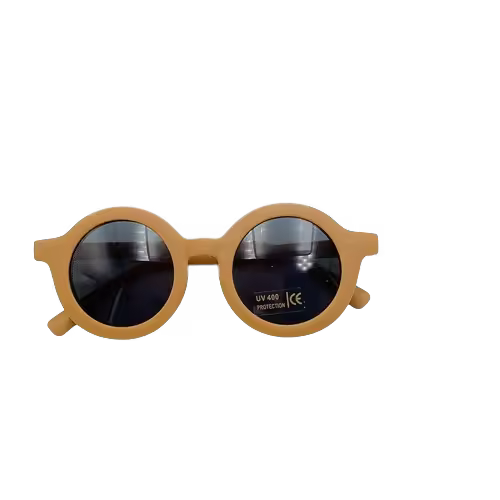 Sunny Kids Gafas de Sol Proteccion UV400 +  Funda para Niños y Niñas Gafas de sol Redondas Color Mostaza Regalos para El Verano Gafas de Moda Infantil 2-6 Años - 1