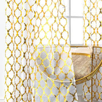 2 Piezas De Cortinas Sheer Con Patrón Geométrico Para Decoración De Sala De Estar Y Dormitorio Material De Poliéster 100% - details 1