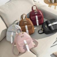 Mochila Mini Para Mujer En PU Cuero Kawaii Estilo Gracioso Bagpack Pequeño Para Escuela Con Lazo Y Hojas Vacías Moda Casual - details 0